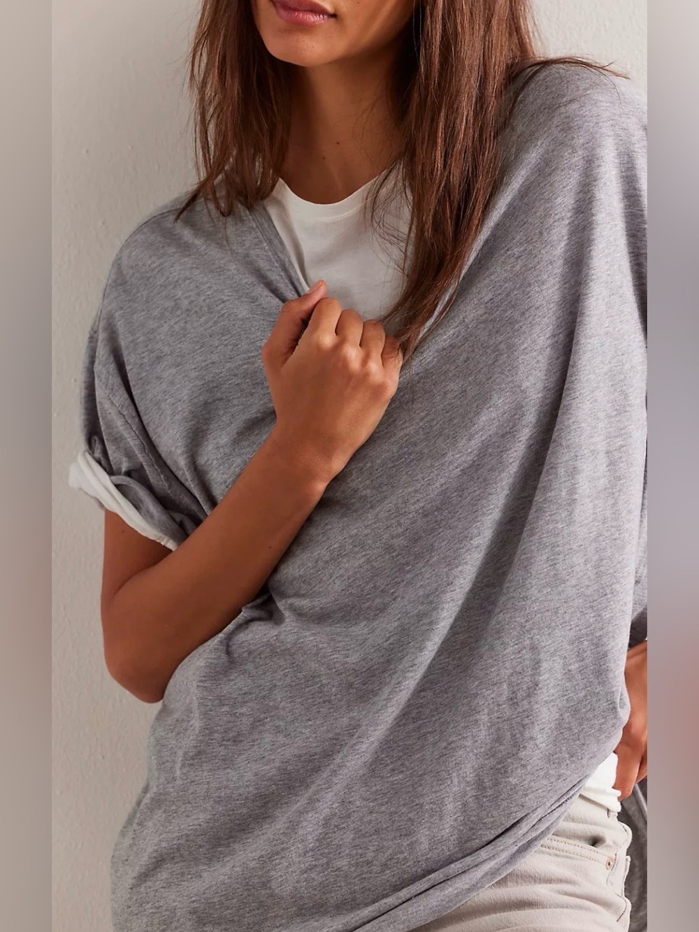 NWT - We The Free by Free People “Nina” Tee in Heather Grey